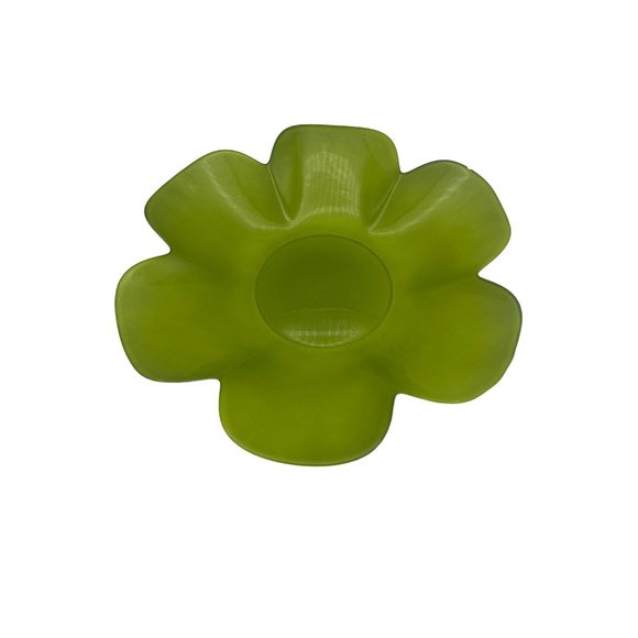 Lime Green Floral Shaped Candy Dish Bowl  10 inch Diameter - Picture 3 of 3